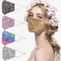 2021 Hot Sale Multi Color Fashion Sequin Bling Decoration Cotton Sparkling Party Face Mask